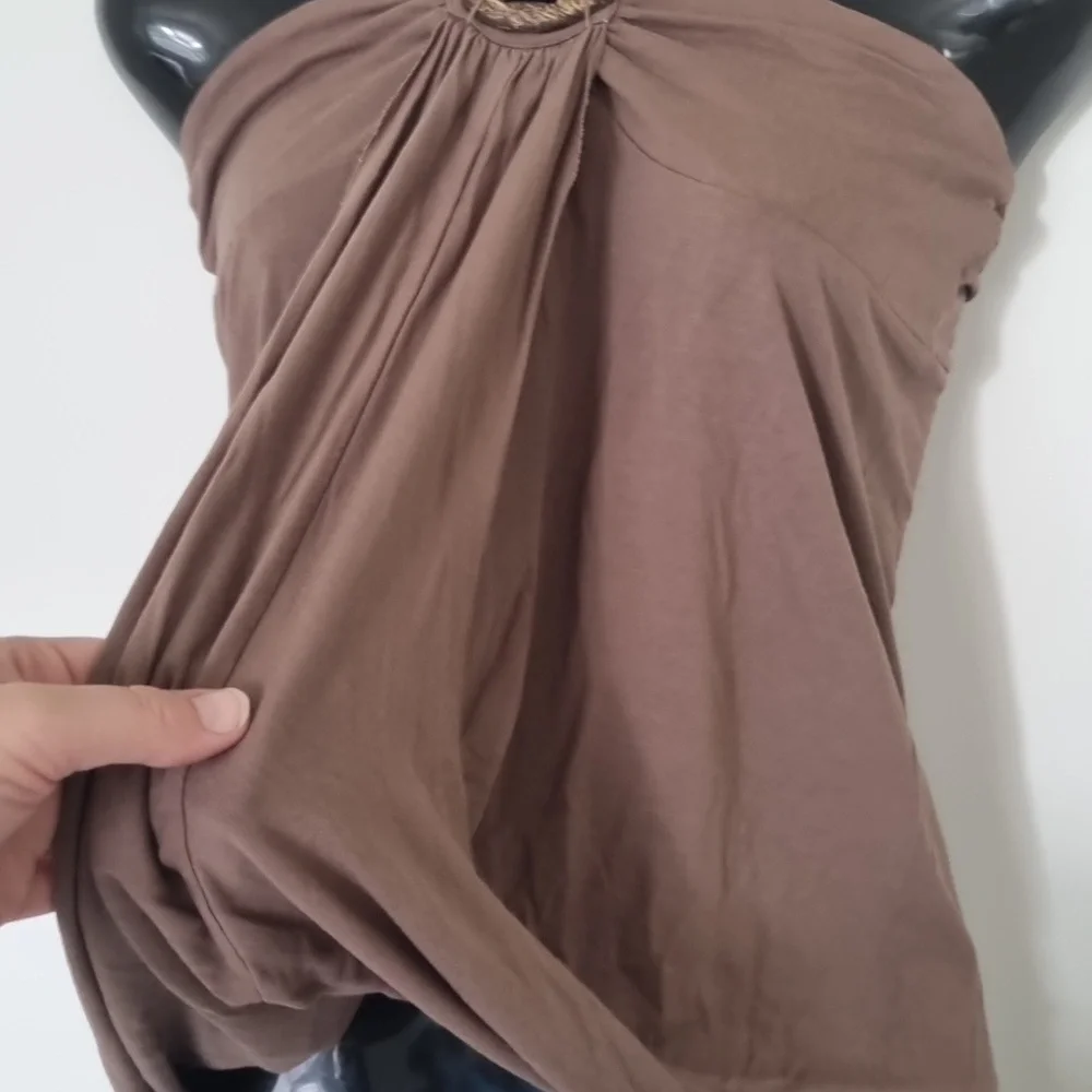 River Island, brown halter neck top, stretchy material, size 10 - Picture 3 of 7